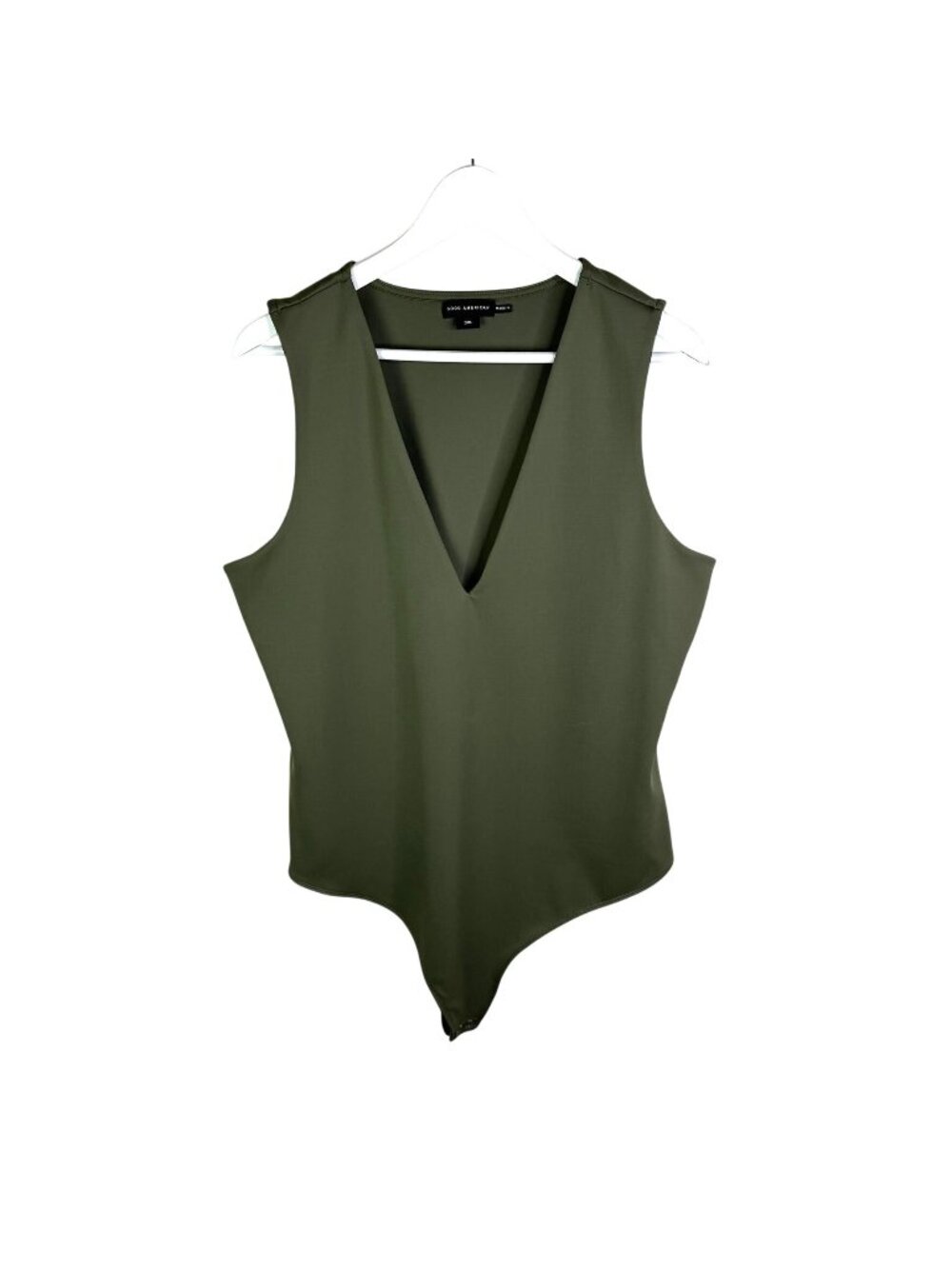 NWOT Good American Olive Green Sculpting Tank V-Neck Bodysuit, Size 3XL
